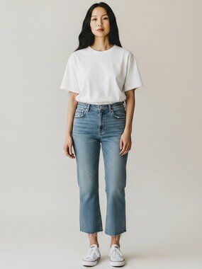 JCrew Point Sur Kick Out Crop Jean in Faded Blue Size 29